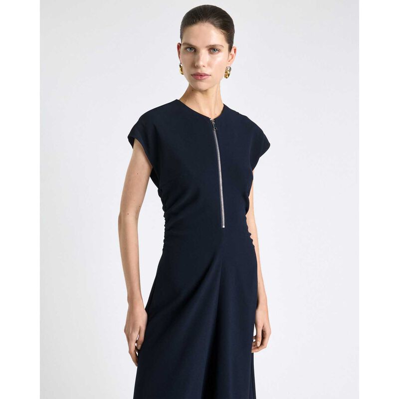 Cue Ink Recycled Crepe Zip Front Midi Dress image number 2